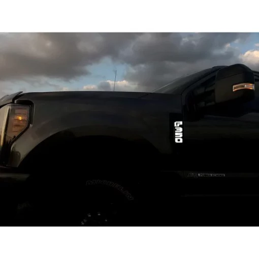 17-C F350 LIGHTED EMBLEM 2-PC KIT FENDER EMBLEM BLACK CHROME-AMBER/RED