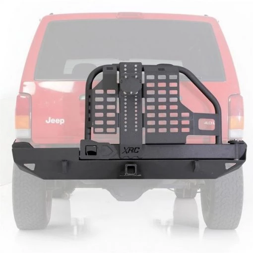 84-01 CHEROKEE (XJ) 2/4 DOOR XRC REAR BUMPER W/HITCH & TIRE CARRIER – BLACK TEXTURED