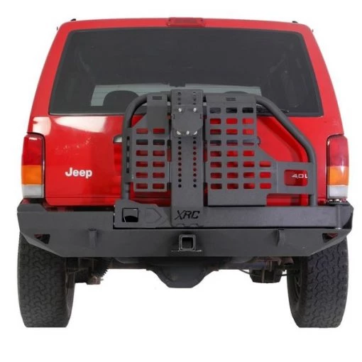 84-01 CHEROKEE (XJ) 2/4 DOOR XRC REAR BUMPER W/HITCH & TIRE CARRIER – BLACK TEXTURED