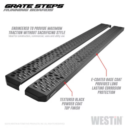TEXTURED BLACK RUNNING BOARDS 79 INCHES TEXTURED BLACK GRATE STEPS RUNNING BOARD (BRKT SOLD SEP)