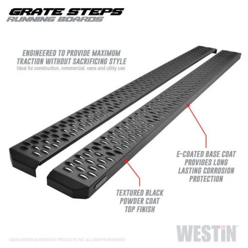 TEXTURED BLACK RUNNING BOARDS 83 INCHES TEXTURED BLACK GRATE STEPS RUNNING BOARD (BRKT SOLD SEP)