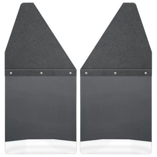 73-16 CHEVROLET, DODGE KICK BACK MUD FLAPS FRONT 12IN WIDE – BLACK TOP