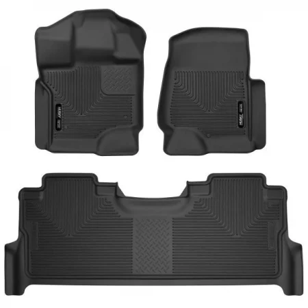 Husky Liner 17-C F250/F350 CREW X-ACT CONTOUR SERIES BLACK FRONT & 2ND ROW FLOOR L