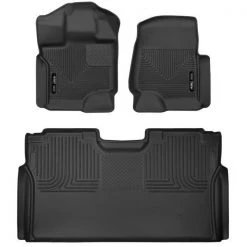 15-C F150 CREW X-ACT CONTOUR SERIES BLACK FRONT & 2ND ROW FLOOR LINERS