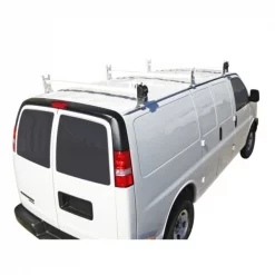 UTILITY VAN RACK 2 CROSS BAR-RAIN GUTTER MOUNT VAN ROOF RACKS WHITE