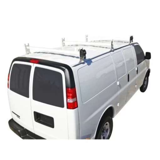 UTILITY VAN RACK 2 CROSS BAR-RAIN GUTTER MOUNT VAN ROOF RACKS WHITE