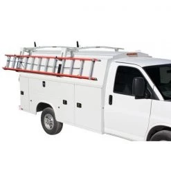 SINGLE LOW ROOF COVERED SERVICE BODY DROP DOWN LADDER RACK