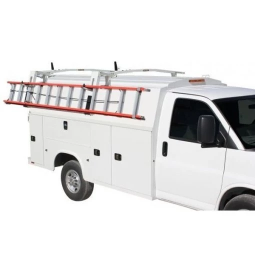SINGLE LOW ROOF COVERED SERVICE BODY DROP DOWN LADDER RACK