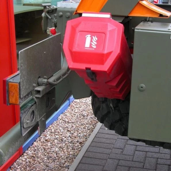 Underbody Fire extinguisher cabinet, top load, fits (1) 10 lb. extinguisher