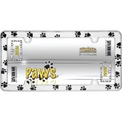 Cruiser Accessories 23033 Paws License Plate Frame - Chrome