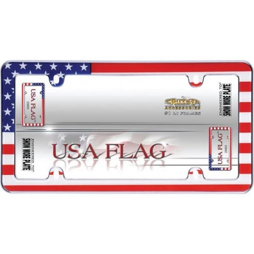 Cruiser Accessories 23003 USA Flag License Plate Frame – Chrome