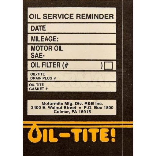 Oil Change Sticker-Door, 65288