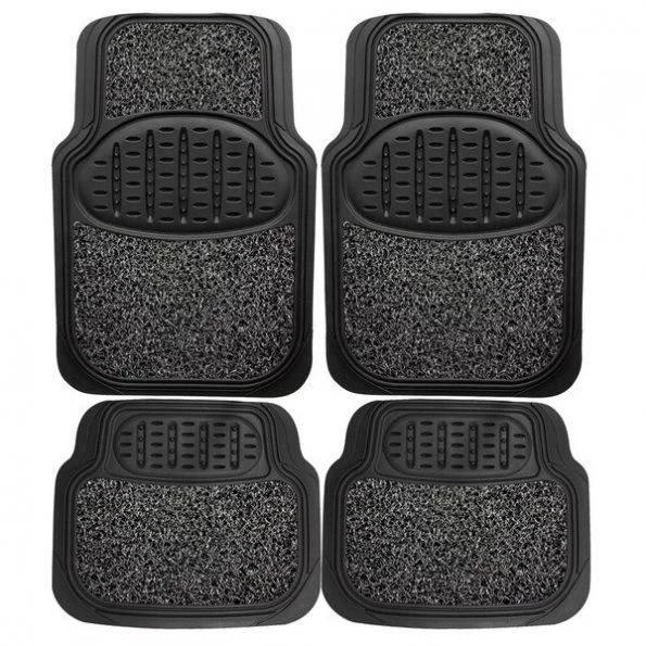 Black Rubber Sponge Floor Mat 4 Piece