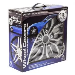 14" Black And Silver Wheel Cover, WH142-14S-B