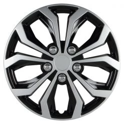 Pilot Black & Silver 14" Spyder Wheel Cover, (Set Of 4)