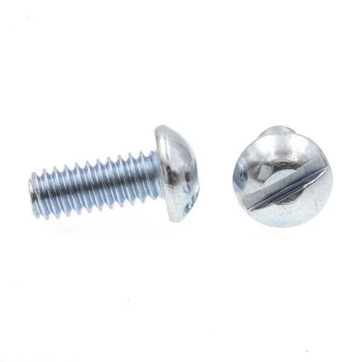 Lic Plate Bolt, Round Head, Slotted Drive 1/4in-20 X 5/8in Zinc Plated Steel 4PK