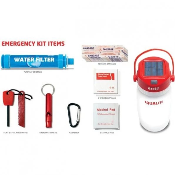 Aqualite Solar Powered Lantern & Basic Emergency Kit