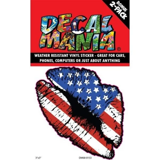DecalMania - Patriotic Lips 3in, PK 2 1 DecalMania – Patriotic Lips 3in, PK 2