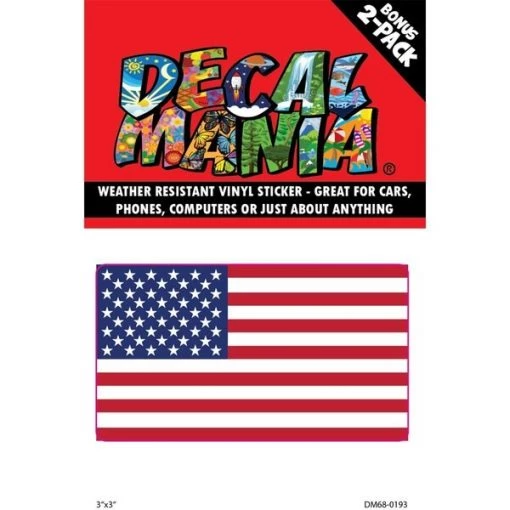 DecalMania - USA Flag 3in, PK 2 1 DecalMania – USA Flag 3in, PK 2