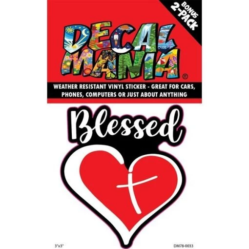 Decalmania Decal Blessed Heart Cross 3in, PK 2 1 Decal Blessed Heart Cross 3in, PK 2