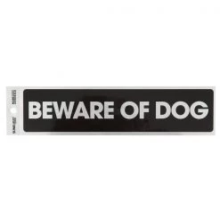 Sunburst Systems Decal Beware of Dog 2 in x 8.5 in, Brushed Chrome