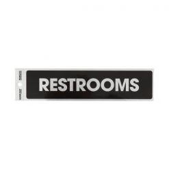 Sunburst Systems Decal Restrooms 2 in x 8.5 in, Brushed Chrome