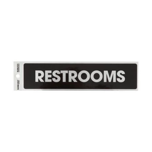 Decal Restrooms 2 in x 8.5 in, Brushed Chrome