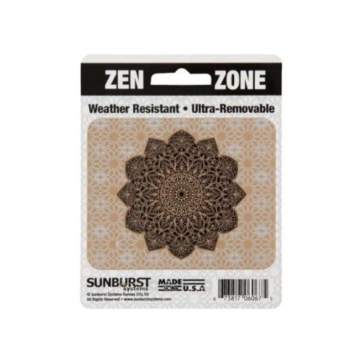 Decal Zen Zone Mandala Black On Gold 4 in x 5 in