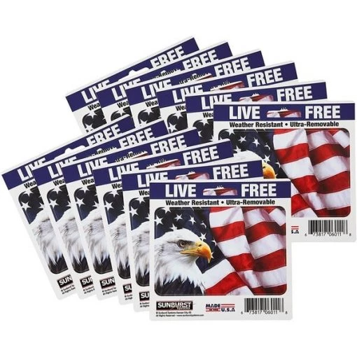 Decal Eagle Flage 3 in x 4.5 in 12-Pack PK