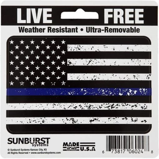 Decal Thin Blue Line Flag 3 in x 4.5 in, 12-Pack PK