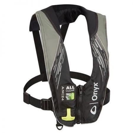 Onyx Outdoor 132200-701-004-21 A & M-24 Series All Clear Automatic; Manual Inflatable Life Jacket; Grey - Adult