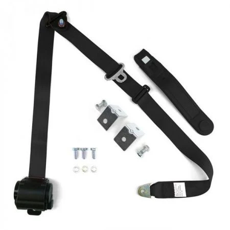 safeTboy 311994 3 Point Retractable Seat Belt with Mount Standard Buckle; Black