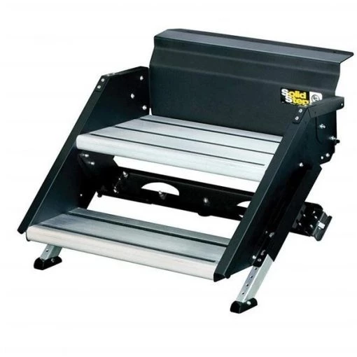 Lippert 733931 26 in. Solid Step 3.0 Steel with Aluminum Treads Black 2 Entry Steps