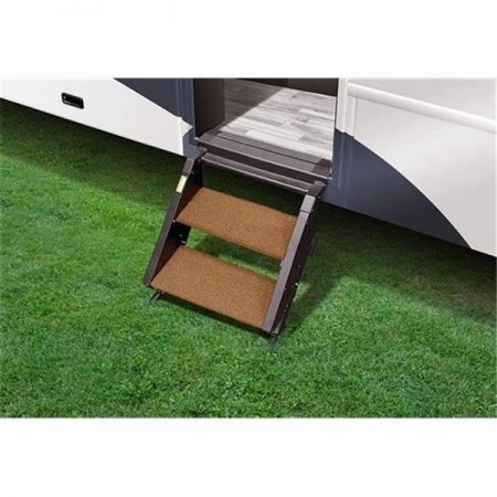 Prest-O-Fit Presto Fit P2G-20237 19.5 in. Step Rug for RV Entry Steps - Buckish Brown - 2 Piece