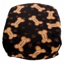 FidoRido Products FRFCBLB Fleece Cover – Black with Tan Bones and Paw Prints
