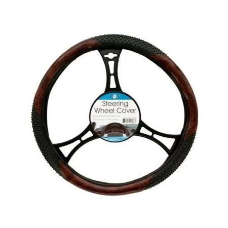 Bulk Buys OD807-12 Textured Two-Tone Steering Wheel Cover -Pack of 12