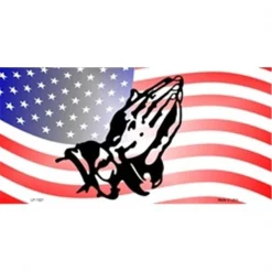 Smart Blonde LP-1321 American Flag with Praying Hands License Plates Tags