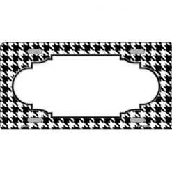 Smart Blonde LP-4588 White Black Houndstooth With Scallop Center Metal Novelty License Plate