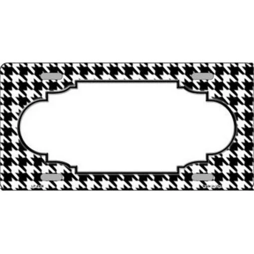 Smart Blonde LP-4588 White Black Houndstooth With Scallop Center Metal Novelty License Plate