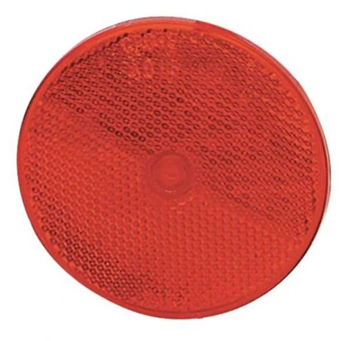 Reflector, Screw Mount, Red, Dia 2 1/2 In