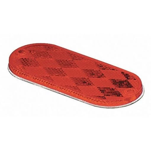 Reflector, Stick-On, Red, Oval