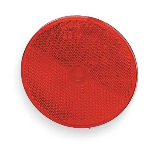 Reflector, Screw-On, Red, Round, Dia 2 In