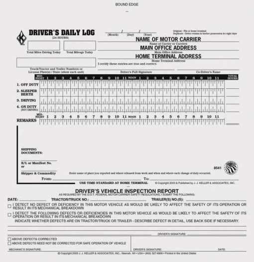 Simplified Driver Logbook, w/Carbon