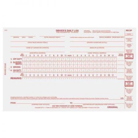 Jj Keller Bus Drivers Daily Logbook, With Carbon