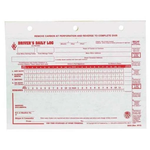 Drivers Daily Logbook, With Carbon, PK100