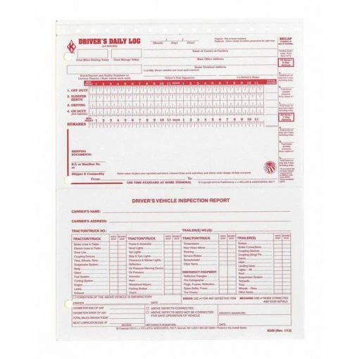 Driver Logbook 2 In 1, Carbonless, PK100