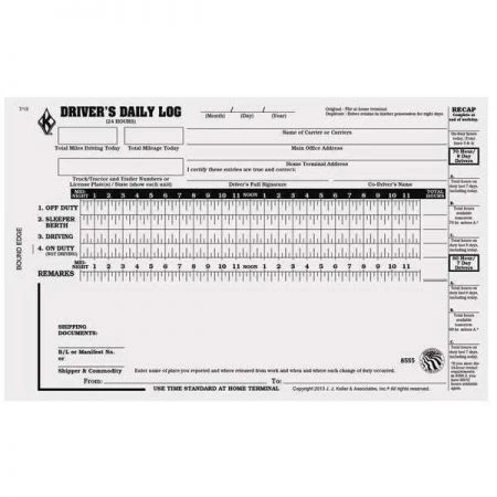 Jj Keller Detailed Drivers Logbook, Carbonless