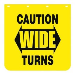 Buyers Products Mudflap, Caution Wide Turns, 24" x 24", PK2