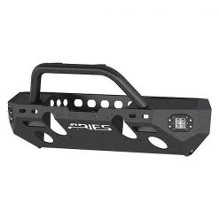 Black Powder Coated Steel Front Bumper With Winch Housing