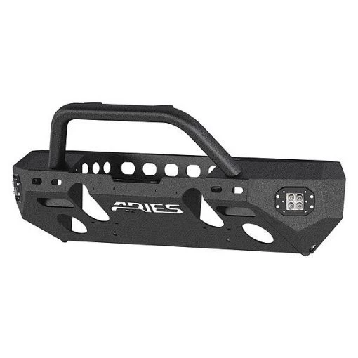 Black Powder Coated Steel Front Bumper With Winch Housing